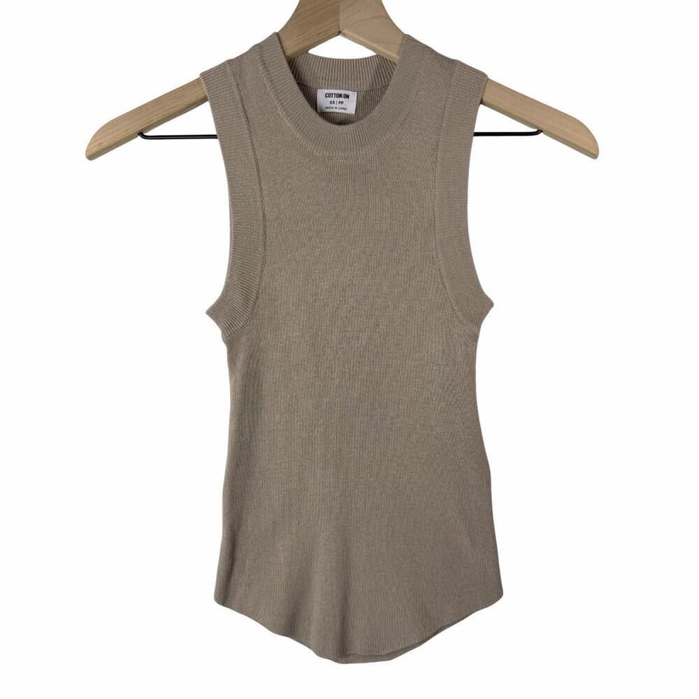 Cotton On Ribbed Tank Top Tan Brown Basic Women's size XS